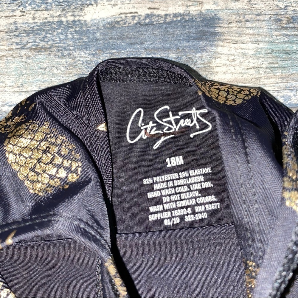 City Streets Black & Gold Pineapple One Piece - Picture 4 of 4